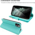 KIHUWEY Wallet Case for iPhone 12 Pro Max, Premium Leather Zipper with Card Holder and Wrist Strap - Mint Green