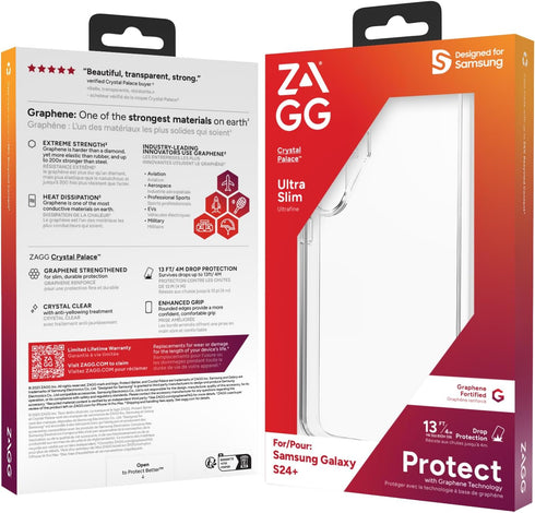 ZAGG Crystal Palace Case for Samsung Galaxy S24+ - Ultra-Slim, Graphene-Enhanced Protection - 13ft Drop Resistant -