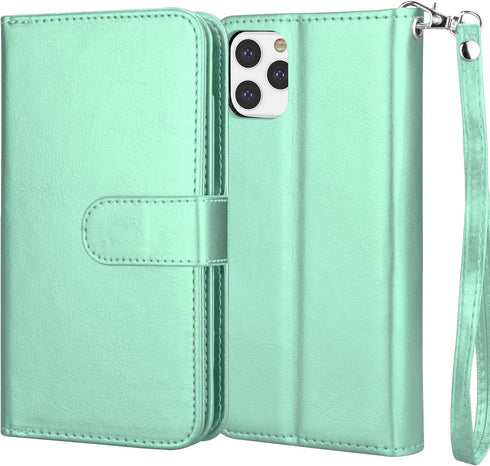 Njjex Wallet Case for iPhone 11 PRO Max 2019, PU Leather ID Credit Holder Folio Flip with Detachable Kickstand