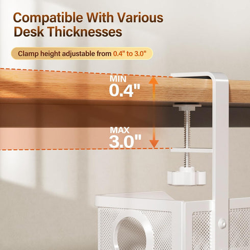 Cinati 16" 3", Under Desk Cable Management Large, Cable Management Box for Table Thickness up to Wire Cord Organizer