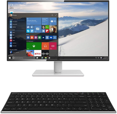 Arteck USB Wireless Keyboard Ultra Slim Stainless Steel with Numeric Keypad for PC/Laptop/Computer, Windows 11/10/8