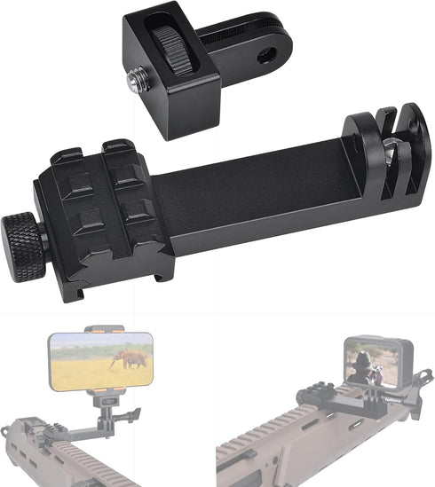 High Precision Aluminum Alloy Cell Phone Gun Clamp Mount, Picatinny Rail Holder for iPhone YouTube Tiktok Vlogging