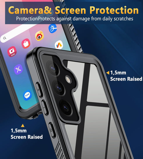 IP68 Waterproof Dustproof Case for Samsung Galaxy S24 - Shockproof with Screen Protector for Galaxy S24 (Black)