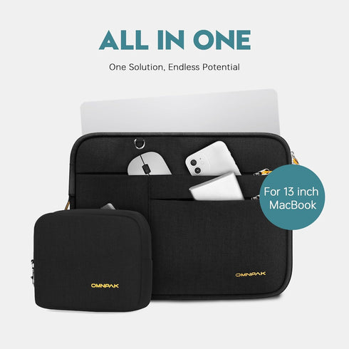 Omnpak MacBook Air Case Sleeve for 13.6 Inch, Compatible with M3/M2/M1, Recycled PET with Handle and Accessory Pocket