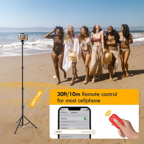 EMART Tripod for iPhone, Adjustable 52’’ Tall Portable Travel Stand, Cell Phone Tripod with Remote for Smartphone