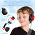 Kids Headphones (Black-Red) with 85dB/94dB Volume Limiter, Foldable HD Stereo Sound, Microphone for Kindle/iPad/Laptop.