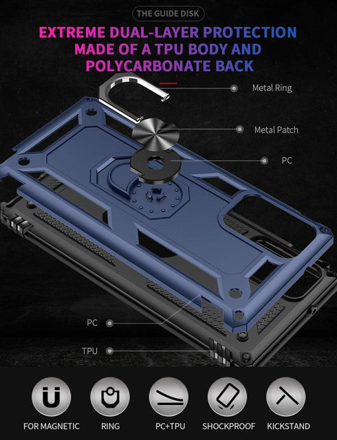 Samsung Galaxy Note 20 Case - Note20 5G Case with HD Screen Protectors, Military-Grade Metal Ring Holder Kickstand