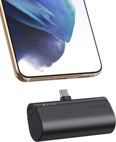 VEGER 5000mAh Portable Charger, USB C Power Bank, Fast Charging 20W Mini Battery Pack for iPhone 16/15, Samsung Galaxy