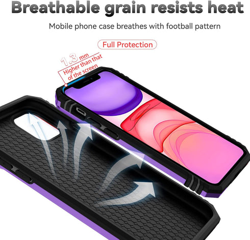 SunStory iPhone 11 Case (Purple) - Military-Grade, HD Screen Protector, Slide Camera Cover & Kickstand.