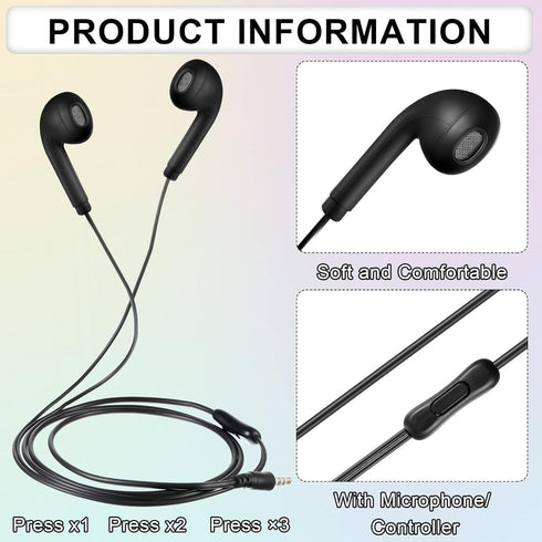 50 Pack 3.5mm Xinnun Bulk Earbud Headphones with Mic Student in Ear Earbuds Classroom Wired Ear Buds with Headphone