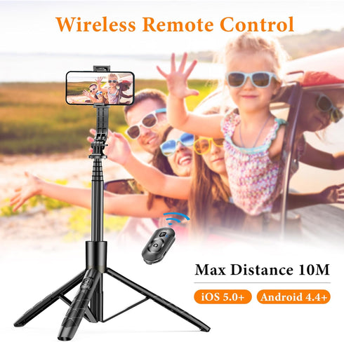 SelfieShow 62" 17 16 15 14 13 Aluminum Alloy Selfie Stick Phone Tripod with Wireless Remote Compatible with iPhone pro