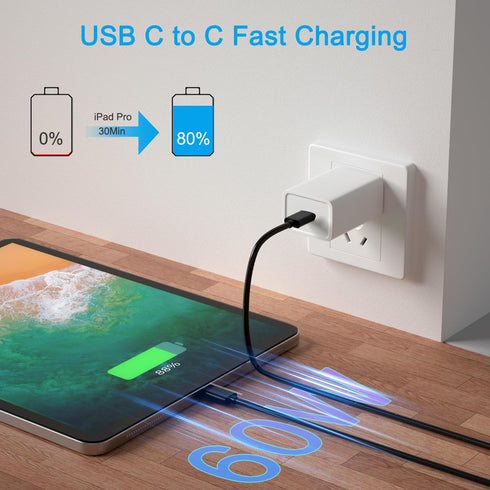 USB C Type C Fast Charger Cable for iPad Pro 12.9-inch (3rd 4th 5th Generations), Pro 11-inch (1st 2nd 3rd