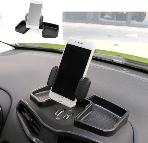 Camoo Phone & GPS Car Holder for Jeep Renegade, 360 Degree Rotation with Organizer Storage, Fits 2015-2025 (Black)