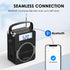 Portable AM FM Digital Radio with Bluetooth, Rechargeable, Loud Speaker, Best Reception for Home Outdoor, Black