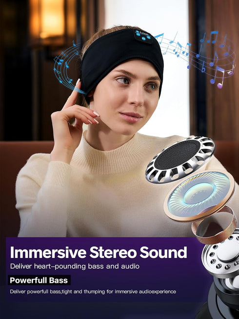 Bluetooth Sleep Headphones with Soft Eye Mask for Side Sleepers - Ideal for Travel, Yoga, Sports, and Housework.
