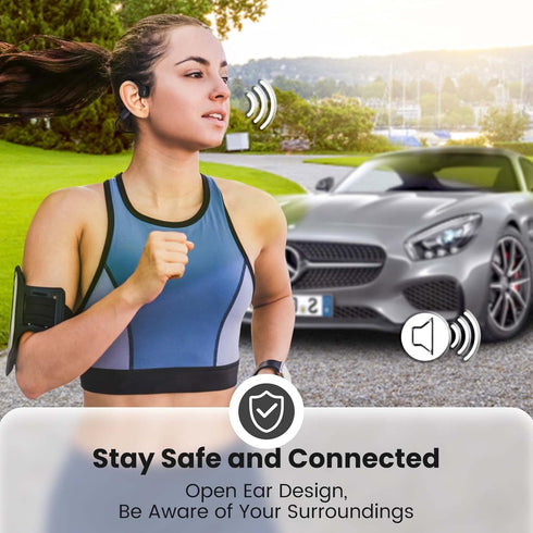 Wireless Bone Conduction Headphones, Bluetooth Open Ear Sports Earphones for Hiking, Running, Cycling, Waterproof
