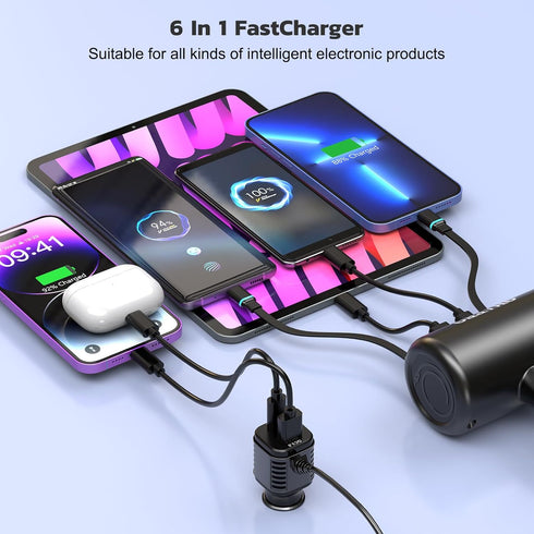 OHLPRO Multi-Car Retractable Backseat Charging Station, 110W Fast Car Charger Adapter for All Phones,