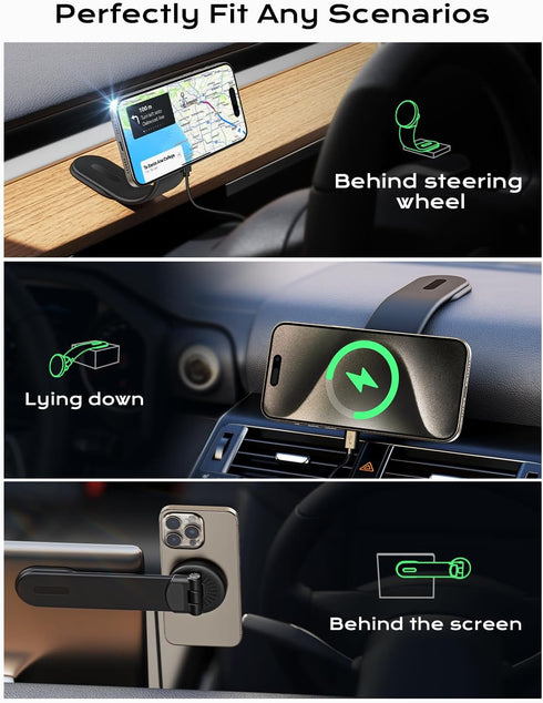 Magsafe Car Mount Charger, Magnetic Phone Holder for Car, 15W Super Fast Charge, Fits iPhone 15/14/13/12 Pro Plus Max