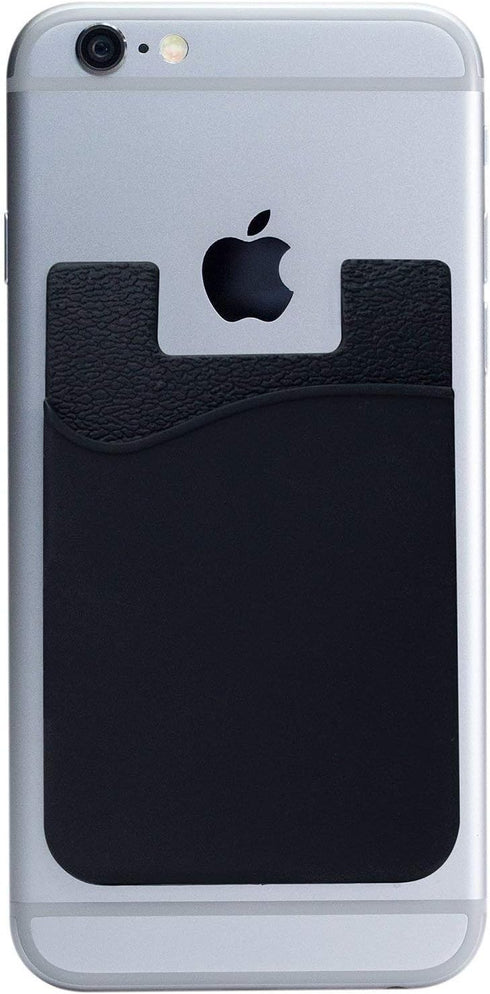 Cell Phone Card Holder for Back of Phone Case, Silicone Stick On Pocket Wallet for iPhone, Android (Black 3 Pack)