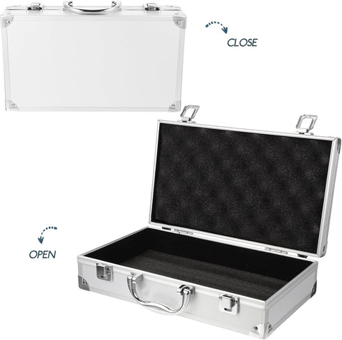 Toyvian Aluminum Briefcase Hard Case, DIY Customizable Foam Insert for Test Instruments, Cameras, and Tools