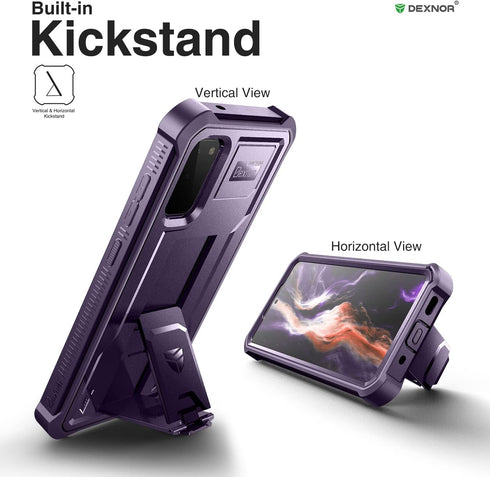Dexnor Heavy Duty Case for Samsung Galaxy S20 5G, Built-in Screen Protector and Kickstand, Shockproof Protective Cover,