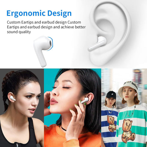 Mini Bluetooth Earbuds with Microphone, Wireless Earphones for Kids & Adults, IPX5 Waterproof, USB-C Charging