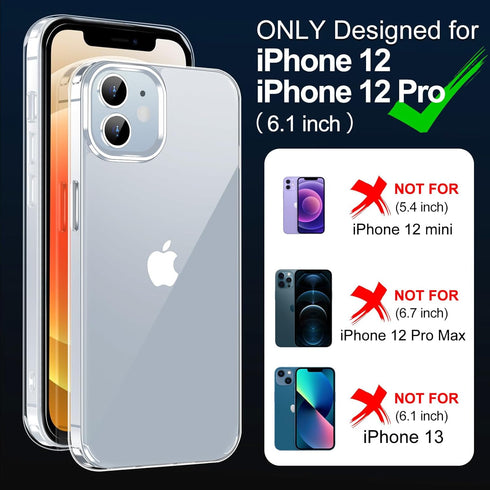 jaroco iPhone 12 Case 6.1-Inch, Non-Yellowing Shockproof Phone Bumper Cover, Anti-Scratch Clear