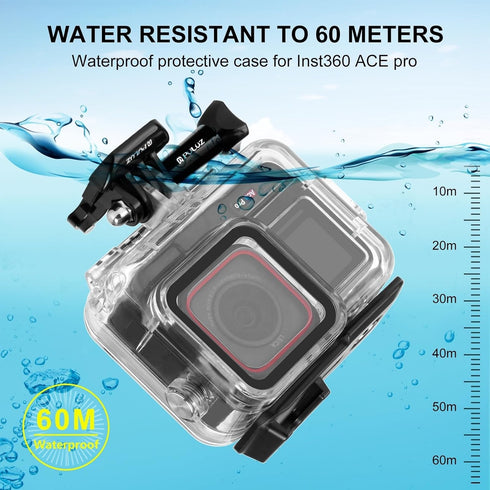 PULUZ Waterproof Case for Insta360 Ace Pro, Diving Housing for Underwater Photography, Waterproof Down to 60m