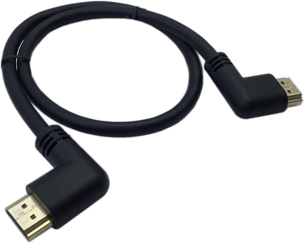 CERRXIAN 0.5m High Speed HDMI 2.0 Cable, Left Angle Male to Right Angle Male, Ultra HD 4K, Supports Ethernet, 3D (Black)