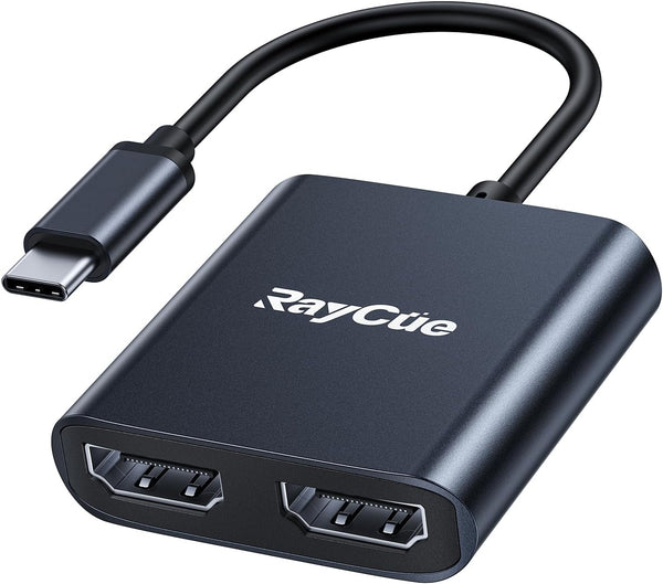 RayCue USB C to Dual HDMI Adapter, 4K@60hz, Type C to HDMI Converter, USB C Hub for MacBook, Laptop