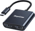 RayCue USB C to Dual HDMI Adapter, 4K@60hz, Type C to HDMI Converter, USB C Hub for MacBook, Laptop