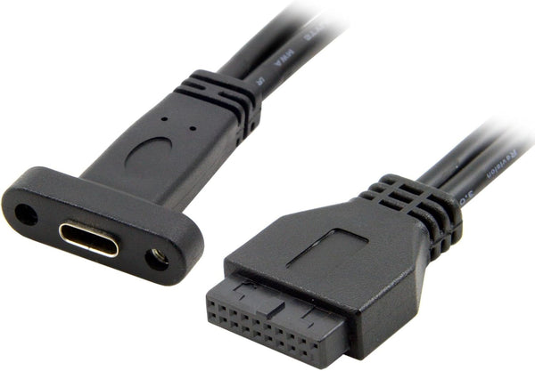 cablecc Single Port USB 3.1 Type C USB-C Female to USB 3.0 Motherboard 19pin Header Cable, 40cm