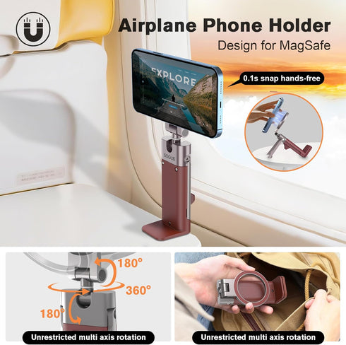 SOGUE Plane,N55*40 Desk,360 for MagSafe Airplane Phone Holder Mount Travel Essentials for Pro Magnetic Phone Stand