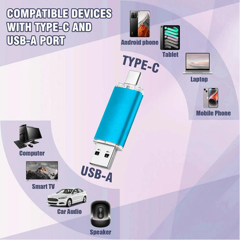 MAKACTUA 2 Pack 128GB 3.0 128GB 2-in1 Type-C USB Flash Drive USB-C Thumb Drives Memory Stick Jump Drive