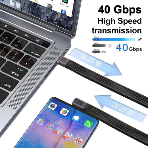 Short USB C Cable (5 inch), 240W USB to USB C Cable 90 Degree, 40Gbps Data Transfer for iPhone 15, MacBook, iPad Pro