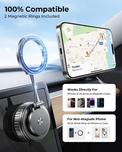 Haassue 2026 109+LBS 2800+GF 360 1217&Samsung, Ultimate Vacuum Magnetic Car Phone Holder Super Strong Suction