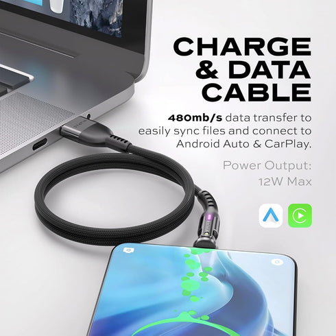 Statik PowerPivot USB to USB C Cable, Fast Charging 360° Rotating Head, 15W USB C Charger, Data Transfer Cord, 3ft/1m