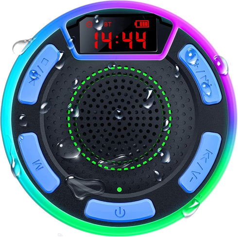 DuoTen IPX7 Waterproof Bluetooth Speakers - Portable Wireless Speakers with LED Display, FM Radio, and Light Show