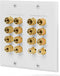 Fosmon 2-Gang 7.1 Surround Sound Distribution Home Theater Wall Plate, Gold Plated for 7 Speakers, 2 RCA Jack