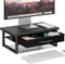 Ekisemio 2-Tier Monitor Stand with Fabric Drawer Wood and Metal Computer Riser,