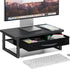 Ekisemio 2-Tier Monitor Stand with Fabric Drawer Wood and Metal Computer Riser,