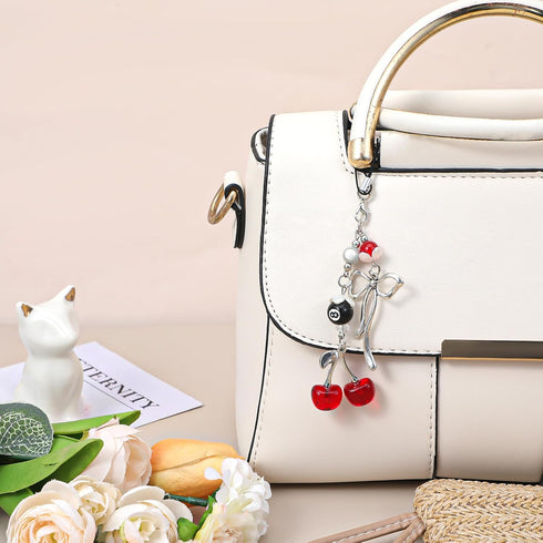 Shimmeroo 2Pcs Y2K Cherry Phone Charm Keychain, Cute Cell Phone Charms Kawaii Red Metal Cellphone Strap Keychain
