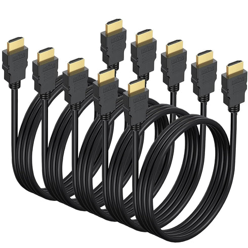 CEFOJQAO 6.6FT HDMI Cable 5-Pack, Shielded 4K HDMI Cord, Gold-Plated HDMI to HDMI