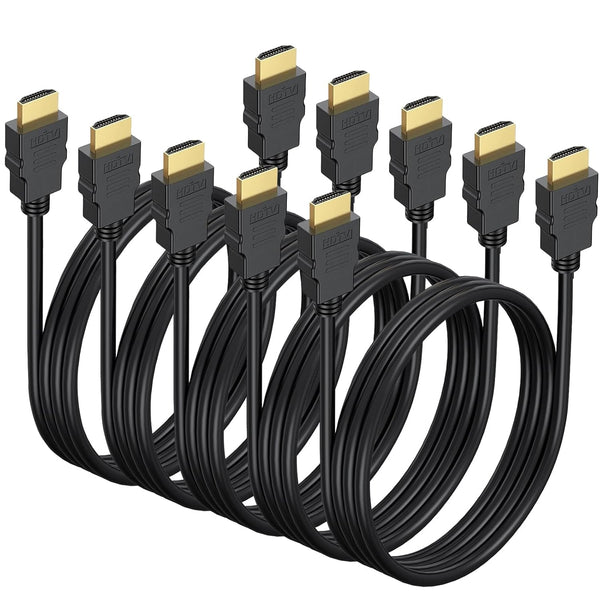 CEFOJQAO 6.6FT HDMI Cable 5-Pack, Shielded 4K HDMI Cord, Gold-Plated HDMI to HDMI