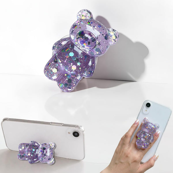 Tangseajiao 1 Pc Lilac Cute Phone Grip, Airbag Support Bear Phone Holder, Epoxy