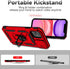 SunStory iPhone 11 Case, Red with HD Screen Protector, Slide Camera Cover & Rotated Ring Kickstand, Military-Grade
