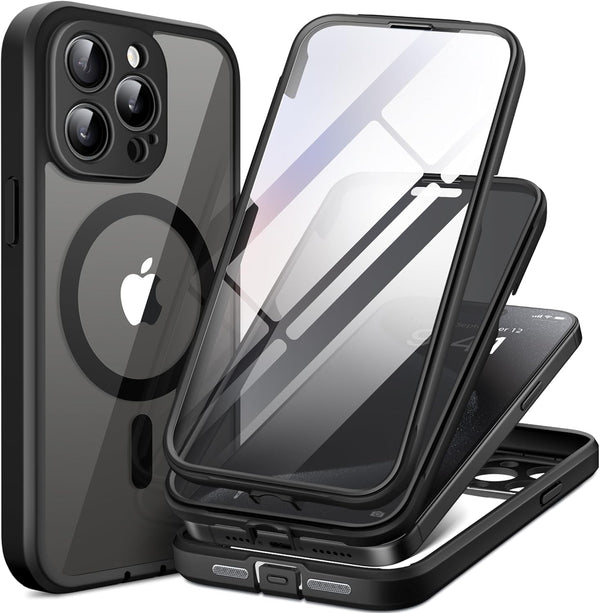 TIESZEN iPhone 15 Pro Max Case: Dustproof, MagSafe Compatible, 9H Tempered Glass & Privacy Screen Protectors, Upgraded