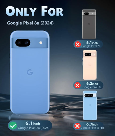 FNTCASE Clear Case for Google Pixel 8a: Military Grade Drop Protection, Anti Yellowing, Wireless Charging Support -