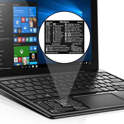 Synerlogic Windows PC Reference Keyboard Shortcut Sticker, Vinyl, No-Residue Adhesive for PC Laptop or Desktop