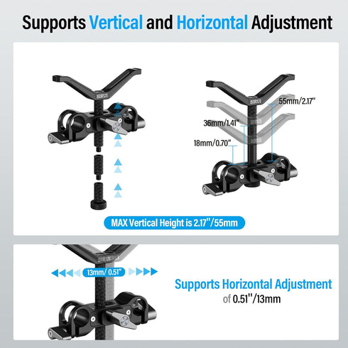 SIRUI Camera Lens Support, Universal 15mm Rail Telephoto Long Lens Support Bracket for DSLR Camera Shoulder Rig
